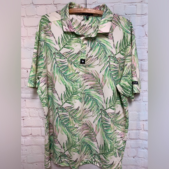 Bad Birdie Other - Bad Birdie Tropical Leaf Polo Golf ⛳️ Shirt Size XL